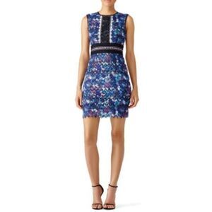 SALONI Floral Lace Sleeveless Chevron Sheath Mini Dress US 2